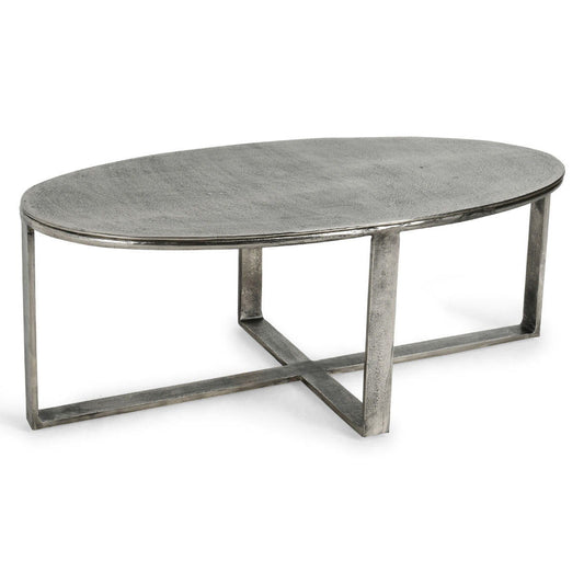 Flores - Oval Coffee Table - Nickel Antique