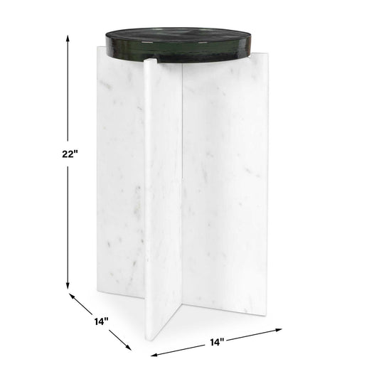 Olina - Marble Outdoor Accent Table - White