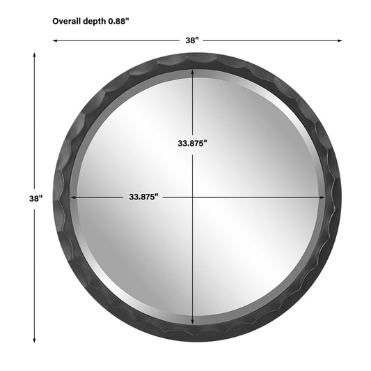Scalloped - Edge Round Mirror - Black