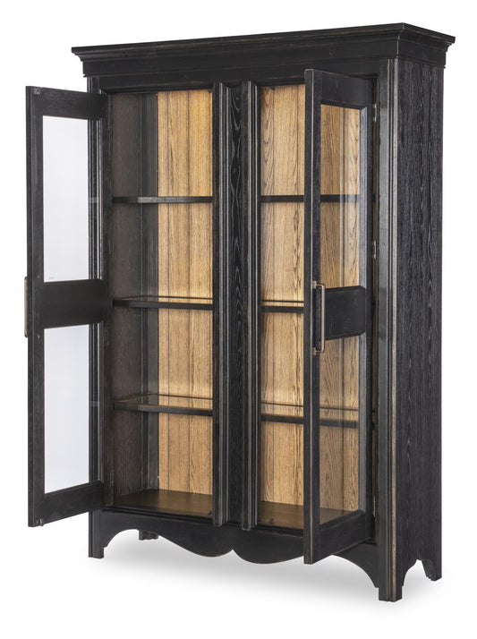 Vintage Market - Glass Front Display Cabinet - Barnwood Oak And Kettle Black