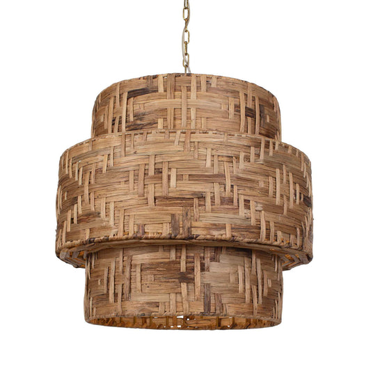 Water Hyacinth - 4 Light Woven Pendant - Light Brown