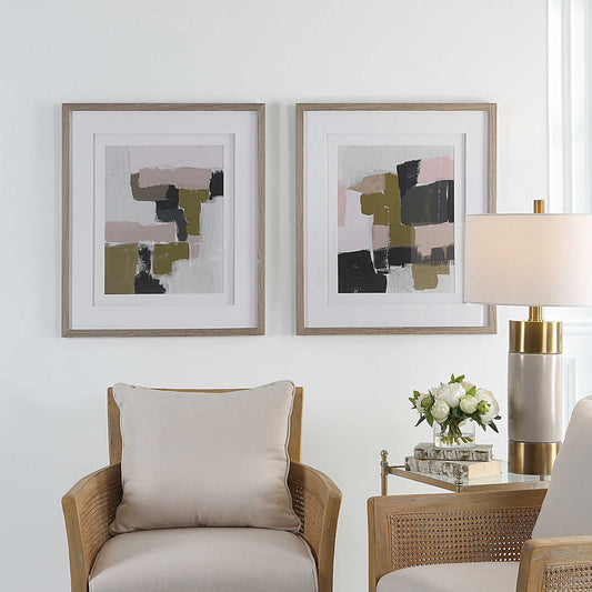 Color Block - Framed Prints (Set of 2) - Light Brown