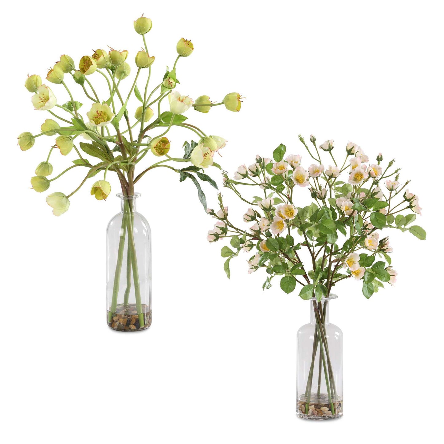 Tranquility Lenten - Rose Bouquets (Set of 2) - Green / Pink / Yellow