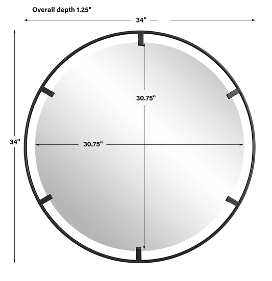 Cashel - Round Iron Mirror - Black