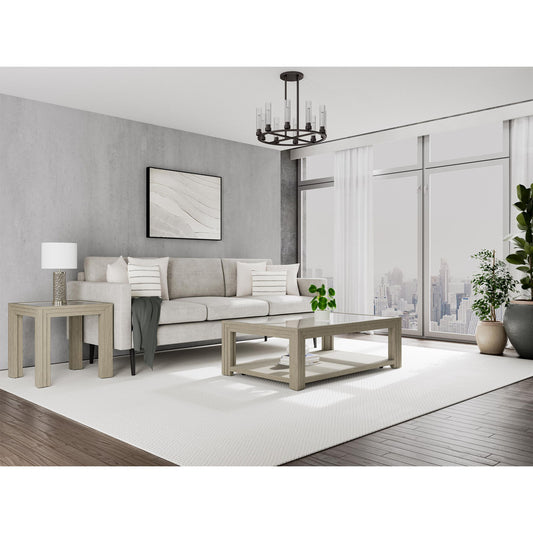 Wilde - Square Glass Top End Table - Light Brown