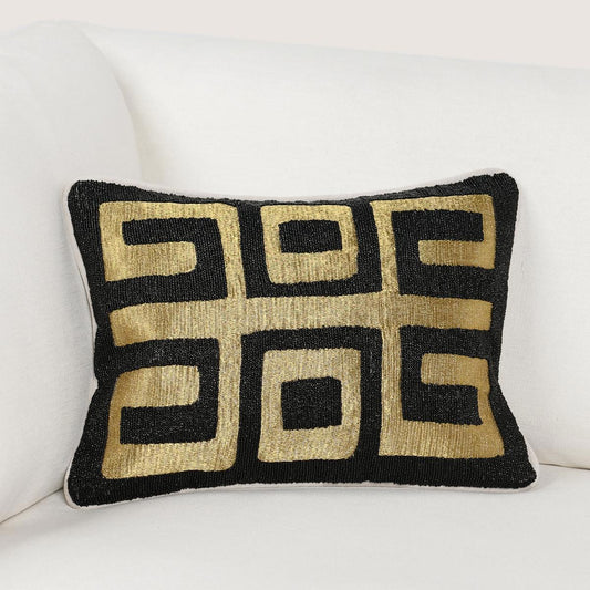 Dala - 12" x 16" Pillow - Black / Gold