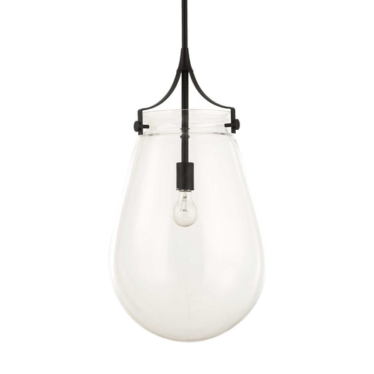 Dewdrop - 1 Light Glass Shade Pendant - Black