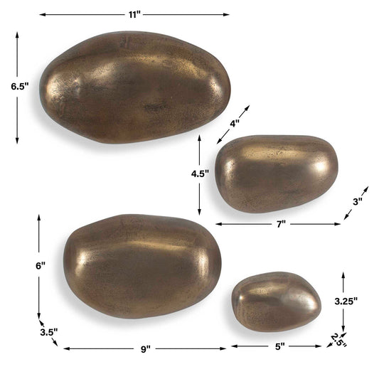 Set In Stone - Outdoor Wall Art (Set of 4) - Brass