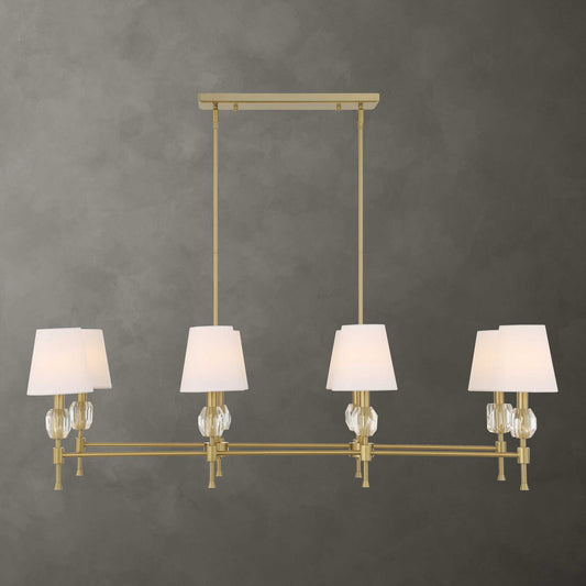 Arques - 8 Light Linear Chandelier - White / Gold