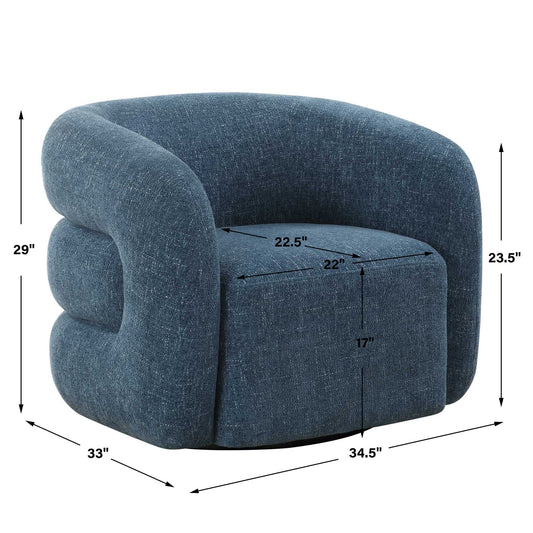 Junie - Swivel Barrel Chair - Blue