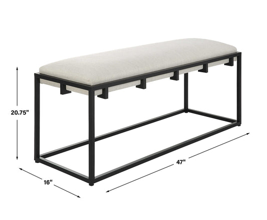 Paradox - Iron & Fabric Bench - White & Black