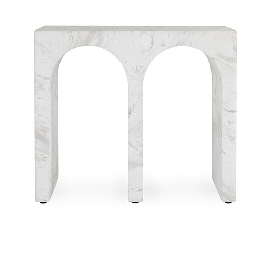 Marmo - Outdoor Concrete Rectangle End Table - Ivory / Gray