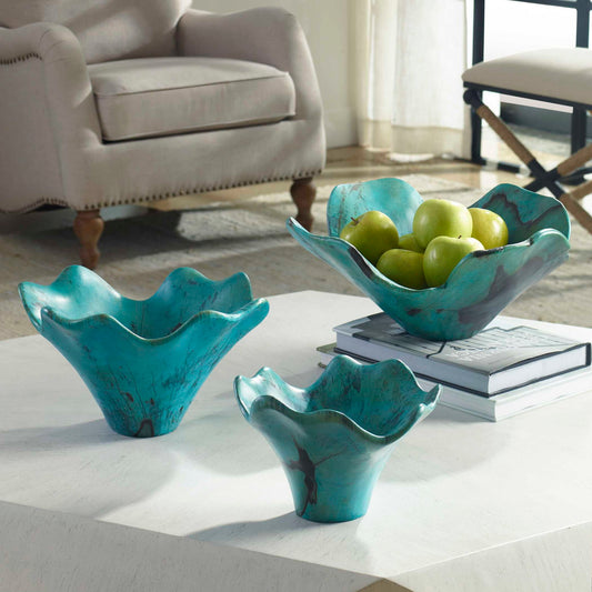 Teo - Wood Wall Art (Set of 3) - Light Blue