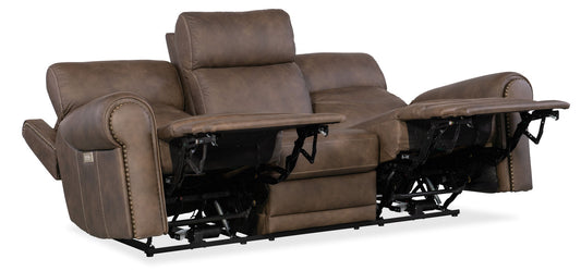 SS - Duncan Power Sofa With Power Headrest & Lumbar - Dark Brown