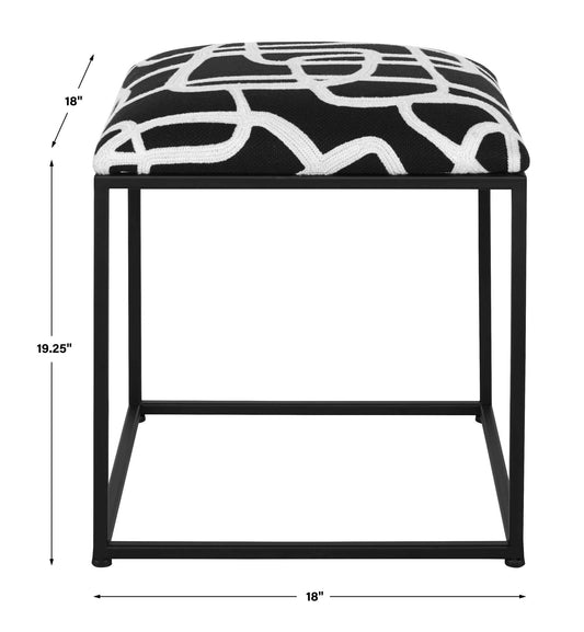 Twists And Turns - Fabric Accent Stool - Black