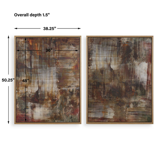 Molten Patina - Framed Canvases (Set of 2) - Dark Brown