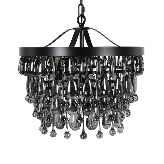 Renata - Glass Round Chandelier - Black
