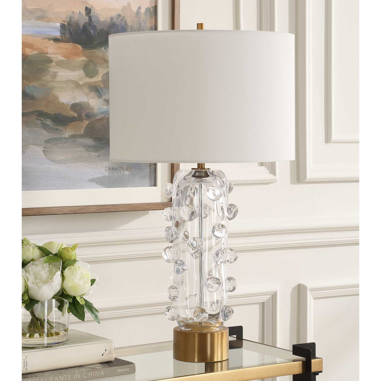 Aura - Clear Glass Table Lamp - White