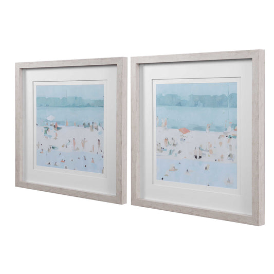 Sea Glass Sandbar - Framed Prints (Set of 2) - Light Blue
