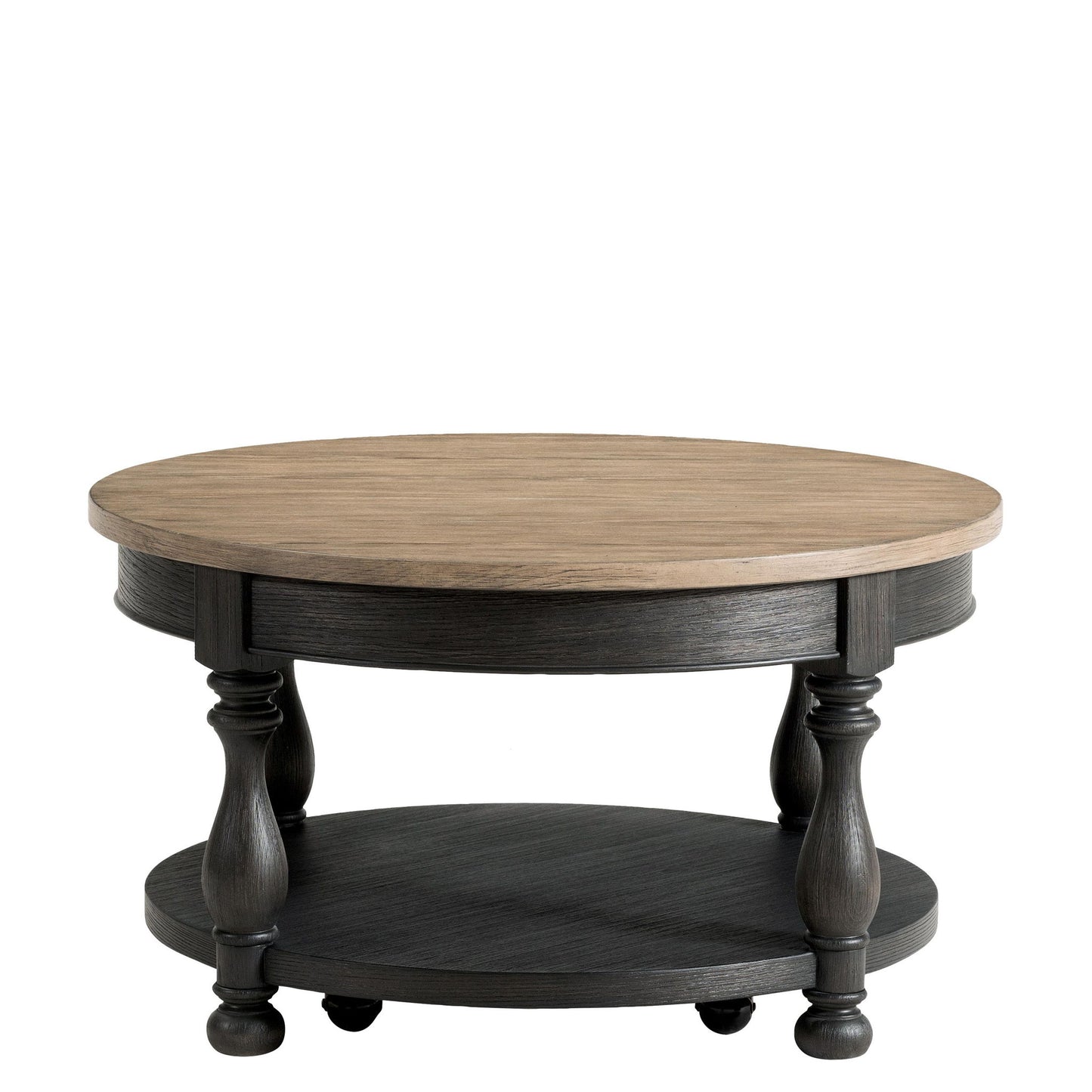 Barrington Two Tone - Round Coffee Table - Antique Oak / Matte Black