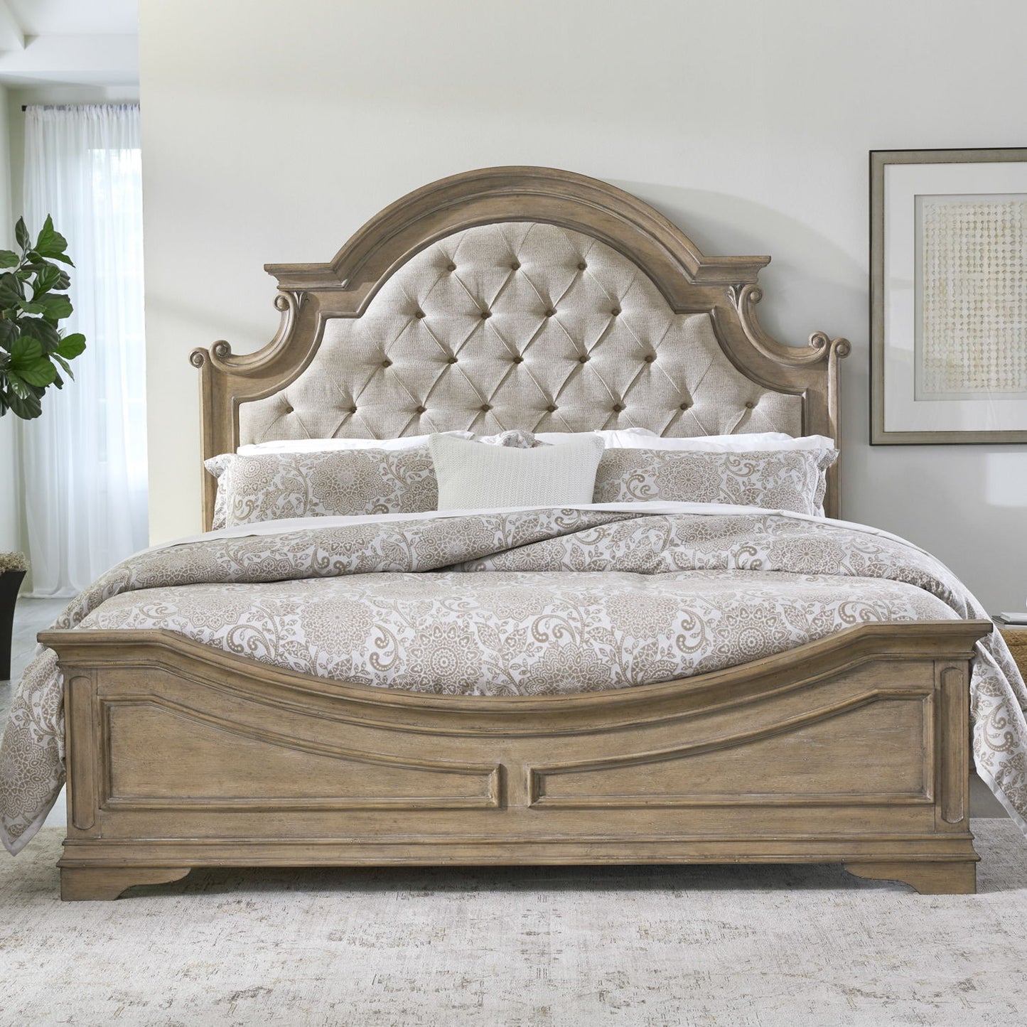 Magnolia Manor - California King Upholstered Bed - Weathered Bisque