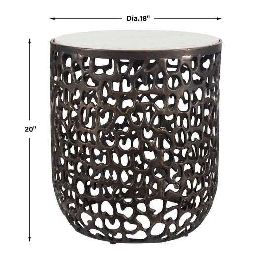 Sabena - Marble Outdoor Side Table - Black / White