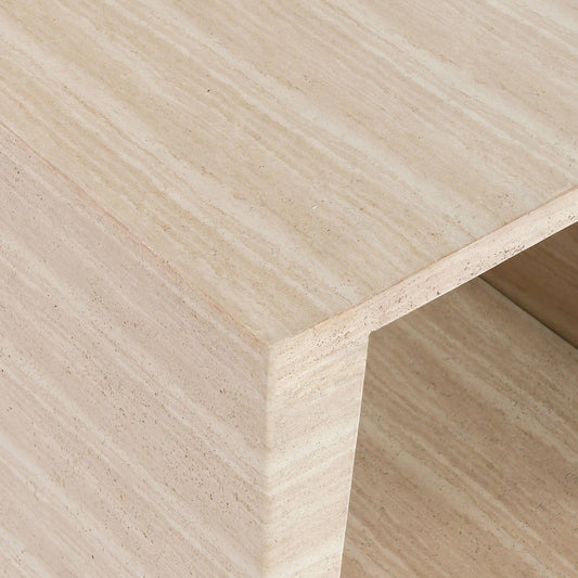 Rosen - Outdoor Concrete Rectangle End Table - Travertine