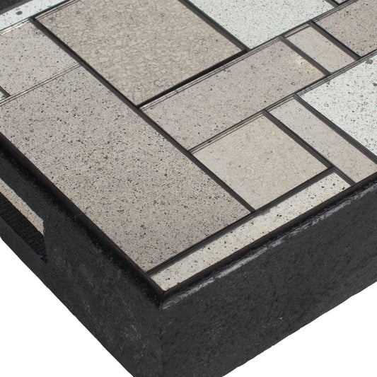 Modern - Mosaic Antique Mirrored Tray - Black
