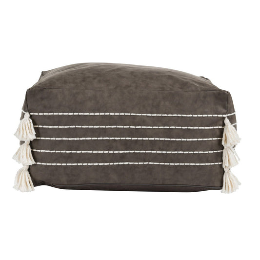 Ezekiel - Vegan Leather Pouf - Natural