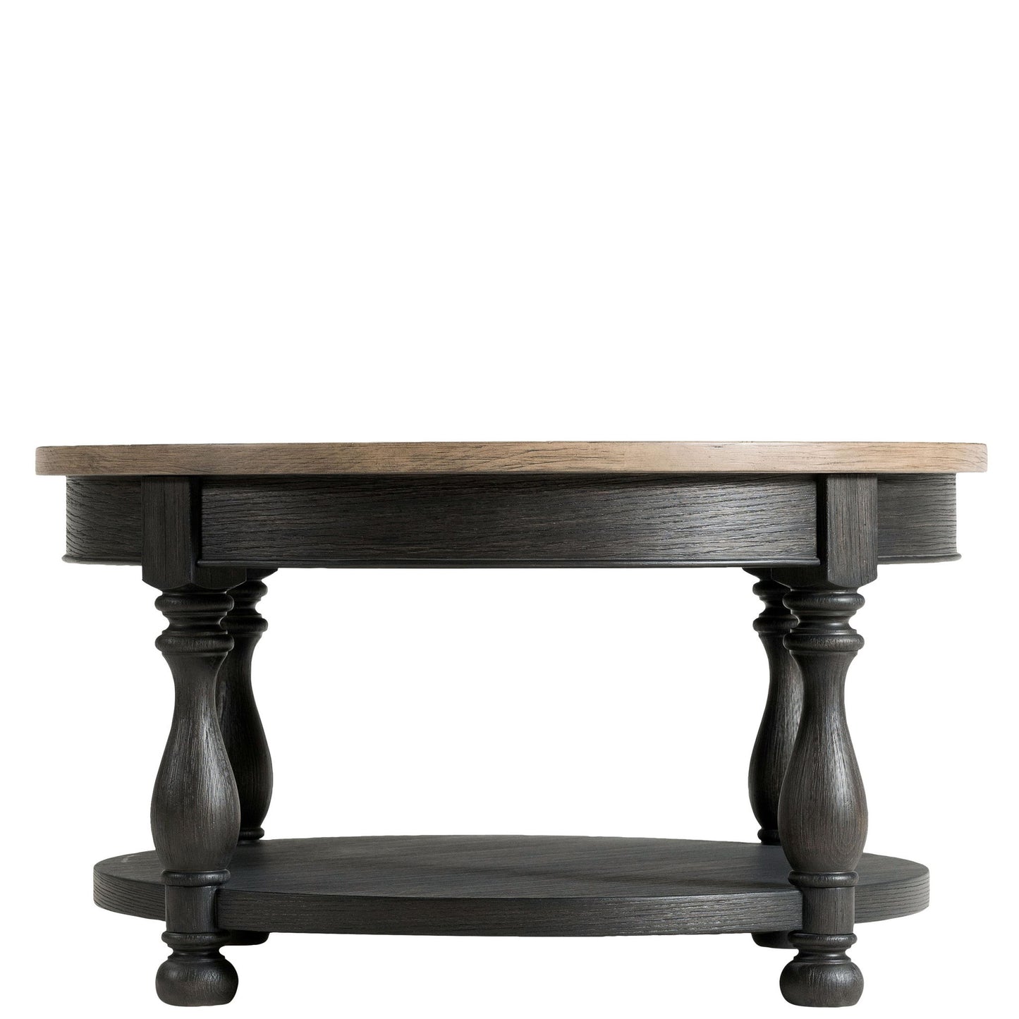 Barrington Two Tone - Round Coffee Table - Antique Oak / Matte Black