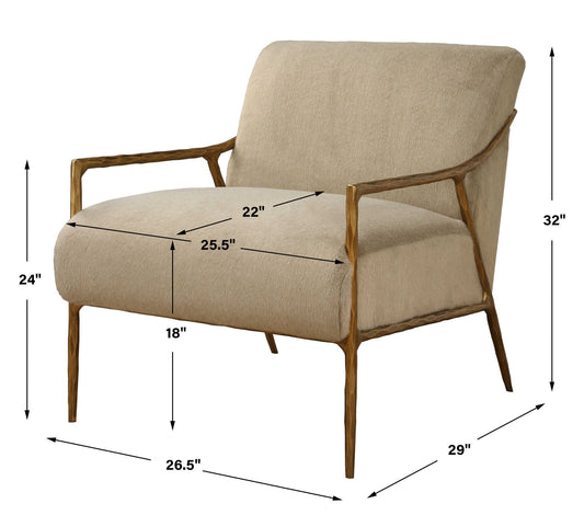 Kashmir - Aged Gold Accent Chair