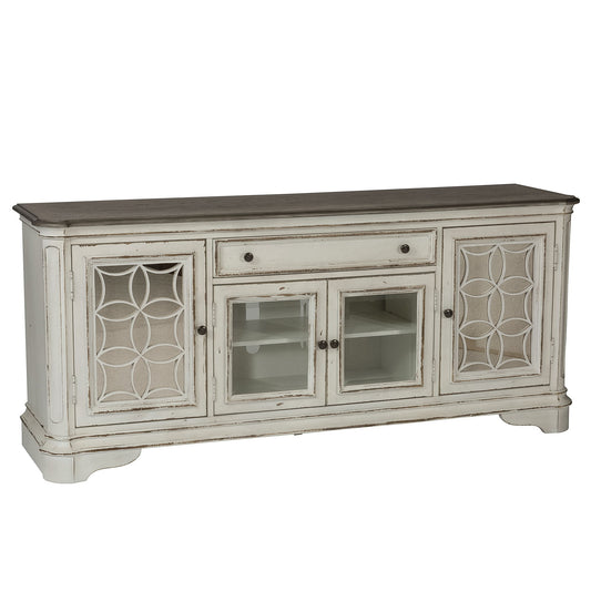 Magnolia Manor - Entertainment TV Stand (Glass Doors) - White