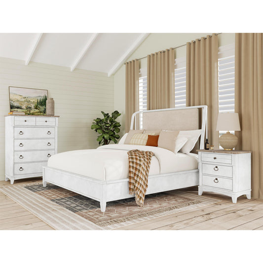 Maddox - Queen Upholstered Spindle Bed - White