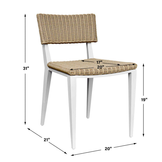 Calbas - Outdoor Dining Chair - White / Woodtone