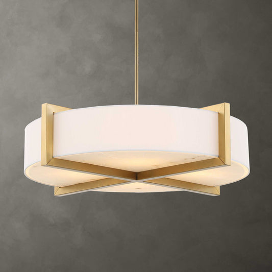 Cresson - 4 Light Drum Pendant - White / Gold