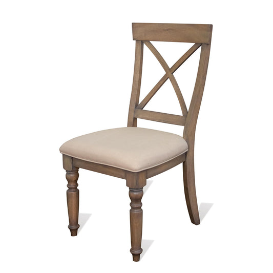 Aberdeen - X - Back Upholstered Side Chair (Set of 2) - Weathered Driftwood