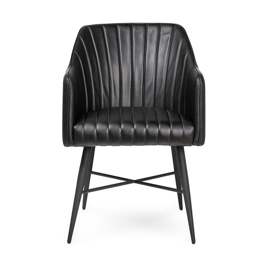 Leon - Leather Dining Chair - Jet Black