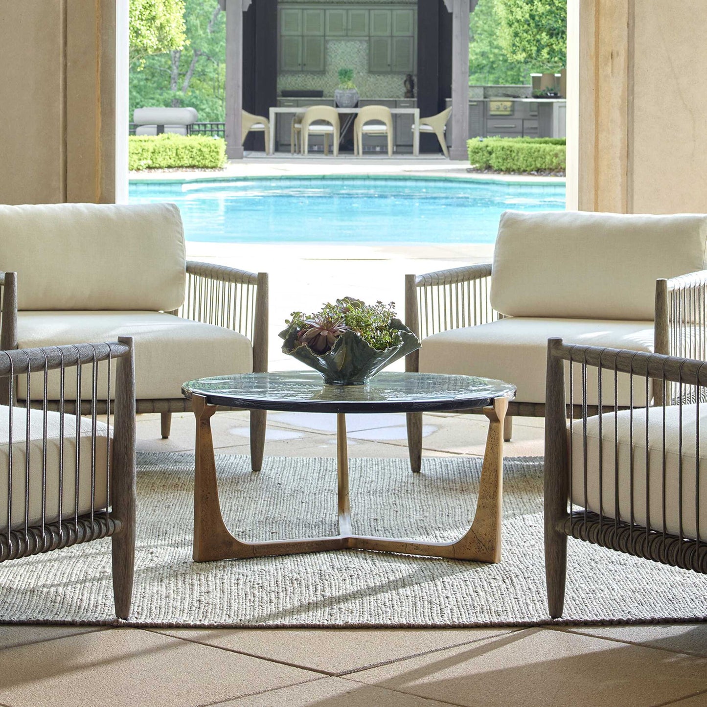Bohdi - Outdoor Coffee Table - Brass / Black