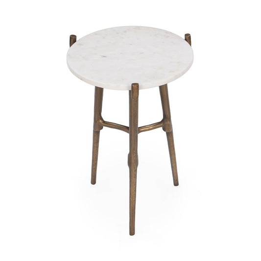 Halley - Accent Table - White / Gold