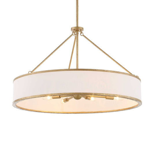 Algiers - 8 Light Drum Pendant - Gold / White