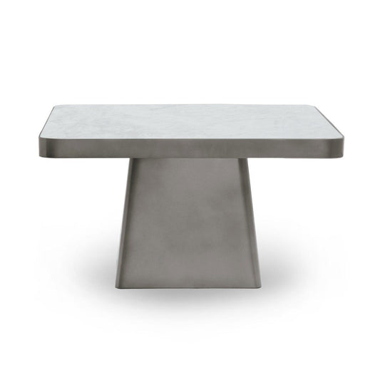 Far - Marble/Metal 31" Square Coffee Table - White/Slate Gray