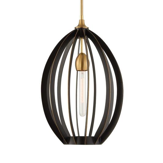 Darby - 1 Light Architectural Oval Pendant - Bronze / Black