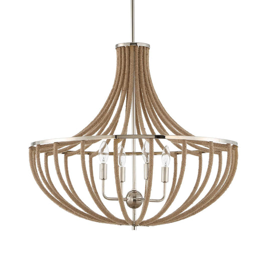 Lovelock - 4 Light Rope Empire Chandelier - Light Brown