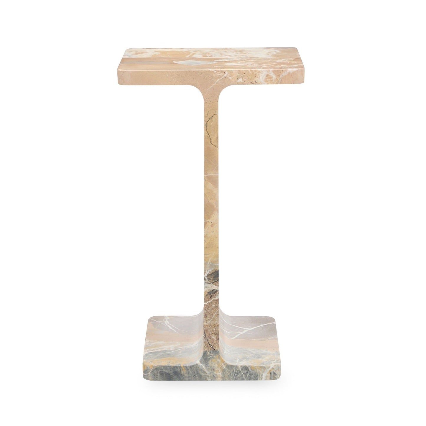 Delaney - Marble Rectangle Accent Table - Rust Brown