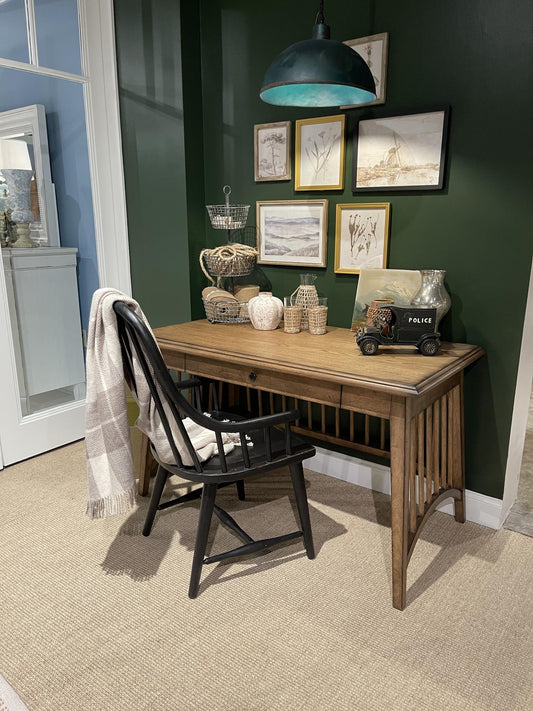 Vintage Market - Spindle Base Writing Desk - Barnwood Oak