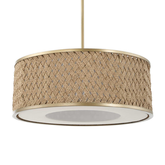 Pinchot - 4 Light Rattan Drum Pendant - Brown
