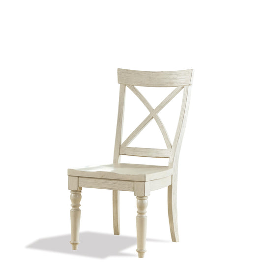 Aberdeen - X - Back Side Chair (Set of 2) - Weathered Worn White