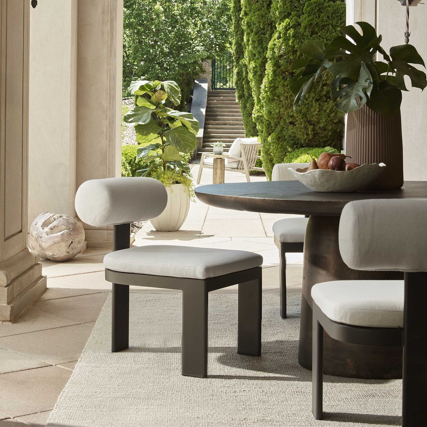 Bolster Back - Outdoor Dining Chair - White