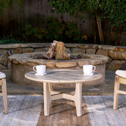 Dawn - 31.5" Outdoor Round Coffee Table - Gray