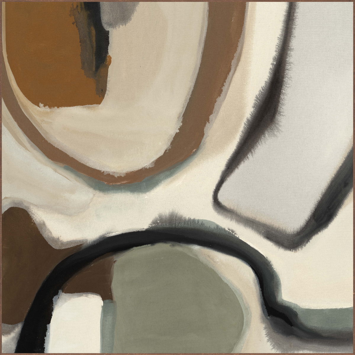 Neutral Swirls - 48" x 48" Painting Art By Buddy Whitlock - Beige / Green